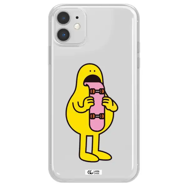 a cartoon character holding a skateboard Apple iPhone 11 Clear TPU Case