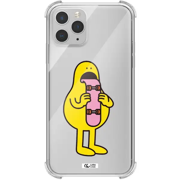 a cartoon character holding a skateboard Apple iPhone 11 pro Clear PC Case