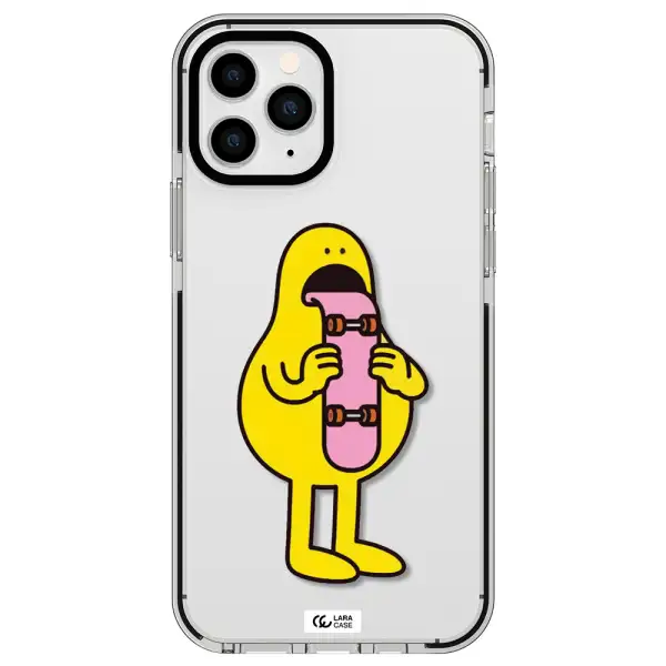 a cartoon character holding a skateboard Apple iPhone 11 pro impact black border Case