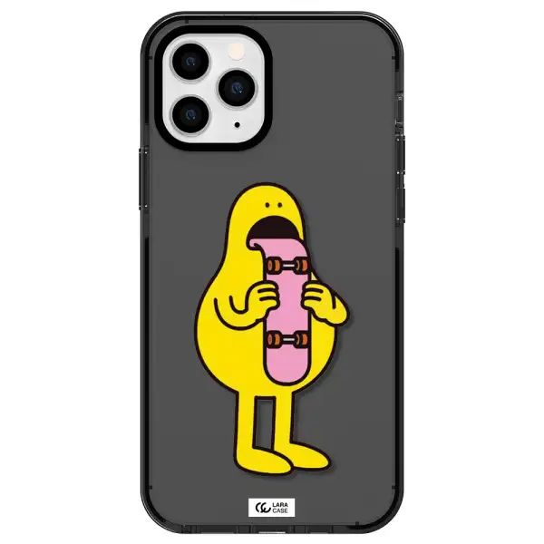 a cartoon character holding a skateboard Apple iPhone 11 pro max impact Smoke Black Case