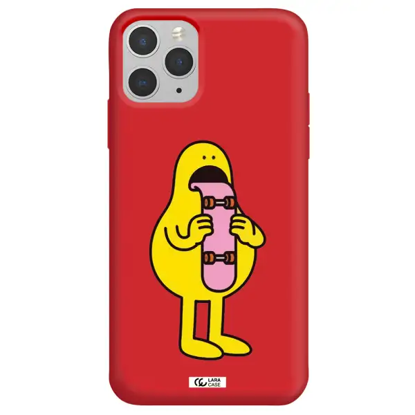 a cartoon character holding a skateboard Apple iPhone 11 pro max Silicone Imperial Red Case