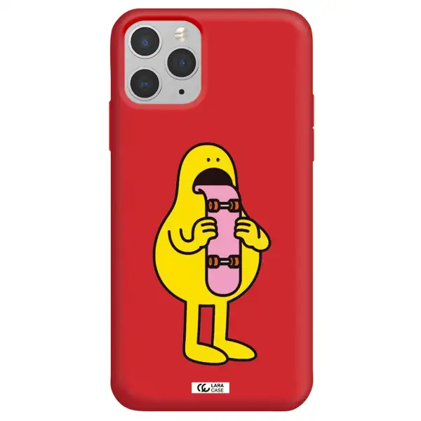 a cartoon character holding a skateboard Apple iPhone 11 pro Silicone Imperial Red Case