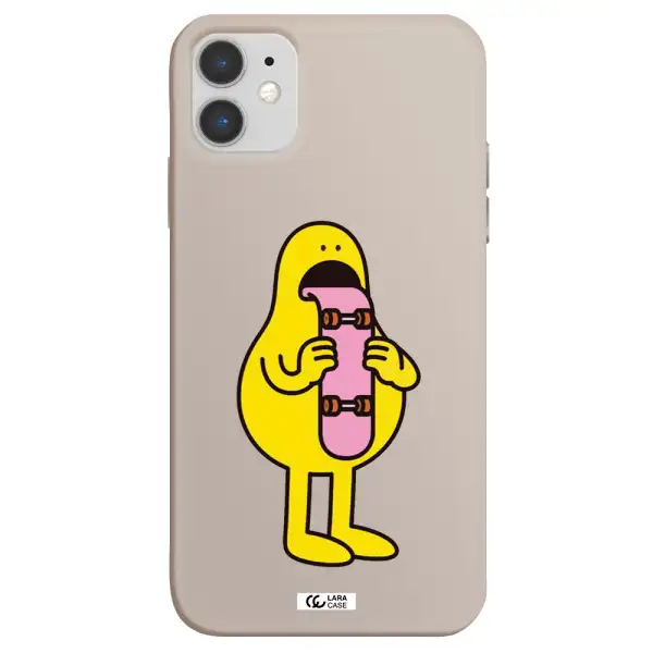 a cartoon character holding a skateboard Apple iPhone 11 Silicone Stone Case