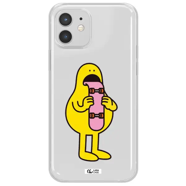 a cartoon character holding a skateboard Apple iPhone 12 Clear TPU Case