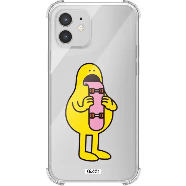 a cartoon character holding a skateboard Apple iPhone 12 mini Clear PC Case