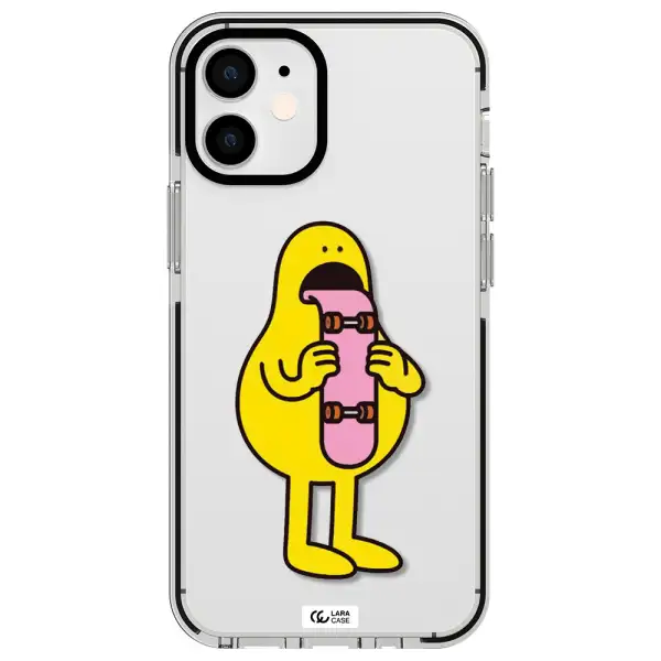 a cartoon character holding a skateboard Apple iPhone 12 mini impact black border Case
