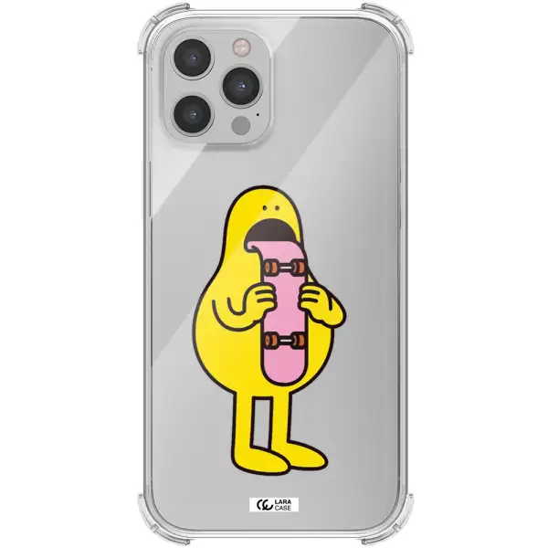 a cartoon character holding a skateboard Apple iPhone 12 pro Clear PC Case