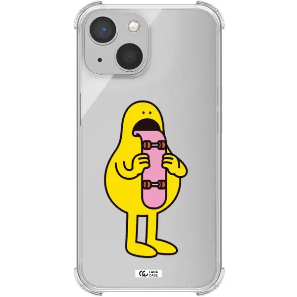 a cartoon character holding a skateboard Apple iPhone 13 Clear PC Case