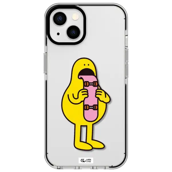 a cartoon character holding a skateboard Apple iPhone 13 impact black border Case