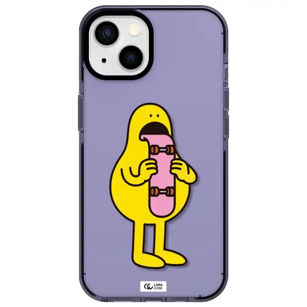 a cartoon character holding a skateboard Apple iPhone 13 impact Lilac Case