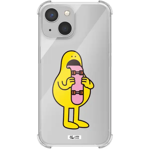 a cartoon character holding a skateboard Apple iPhone 13 mini Clear PC Case