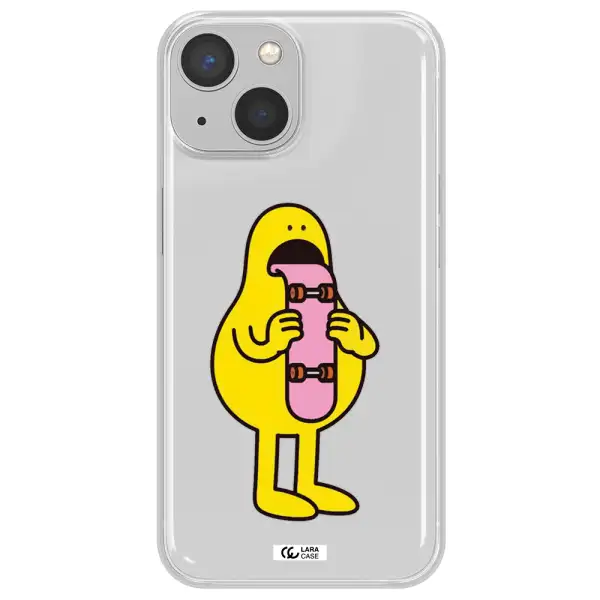 a cartoon character holding a skateboard Apple iPhone 13 mini Clear TPU Case