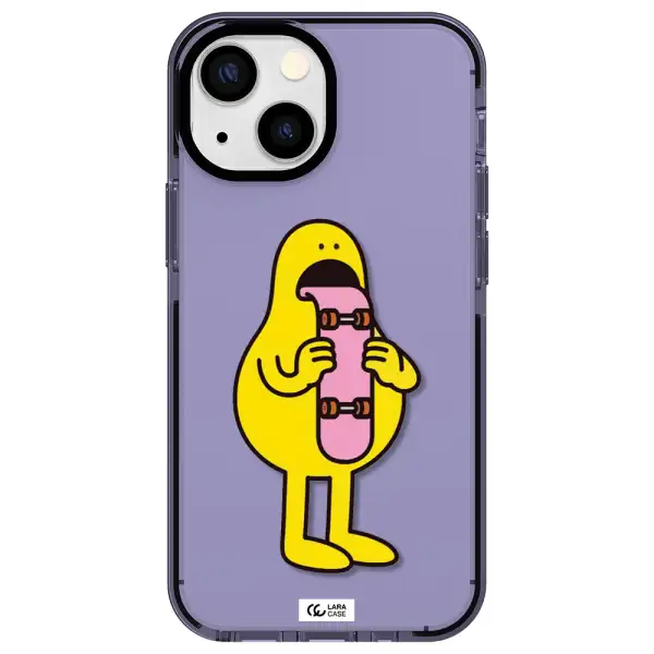 a cartoon character holding a skateboard Apple iPhone 13 mini impact Lilac Case