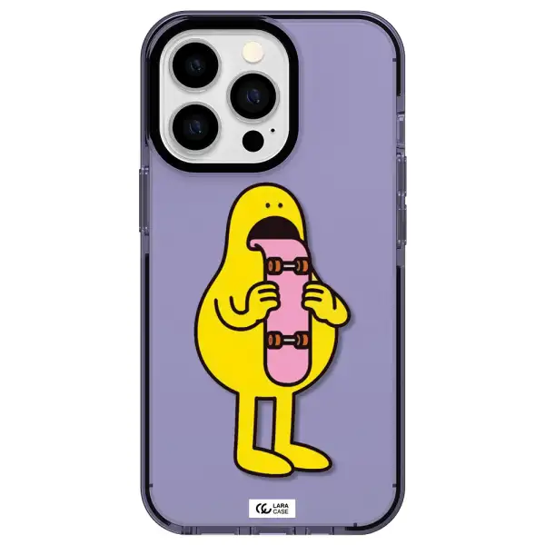 a cartoon character holding a skateboard Apple iPhone 13 Pro impact Lilac Case