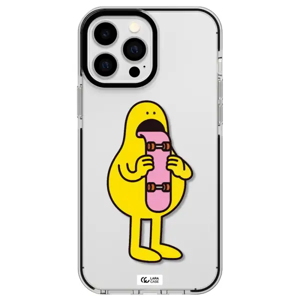 a cartoon character holding a skateboard Apple iPhone 13 Pro Max impact black border Case