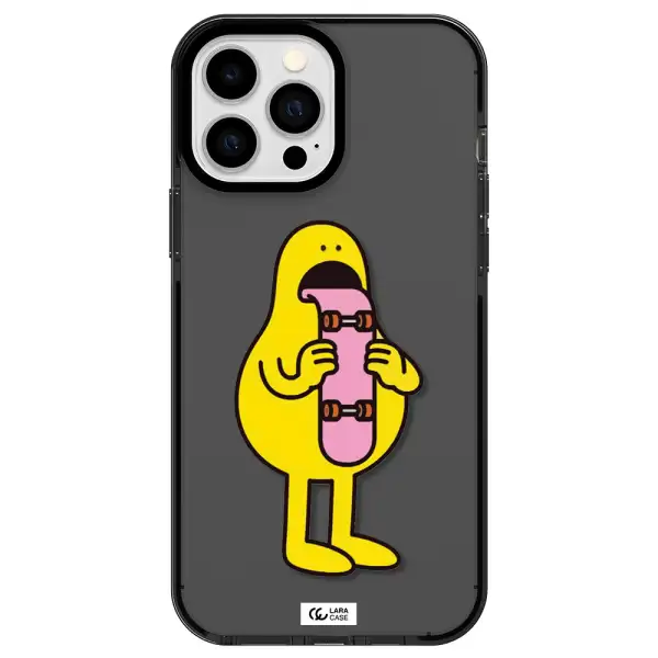 a cartoon character holding a skateboard Apple iPhone 13 Pro Max impact Smoke Black Case