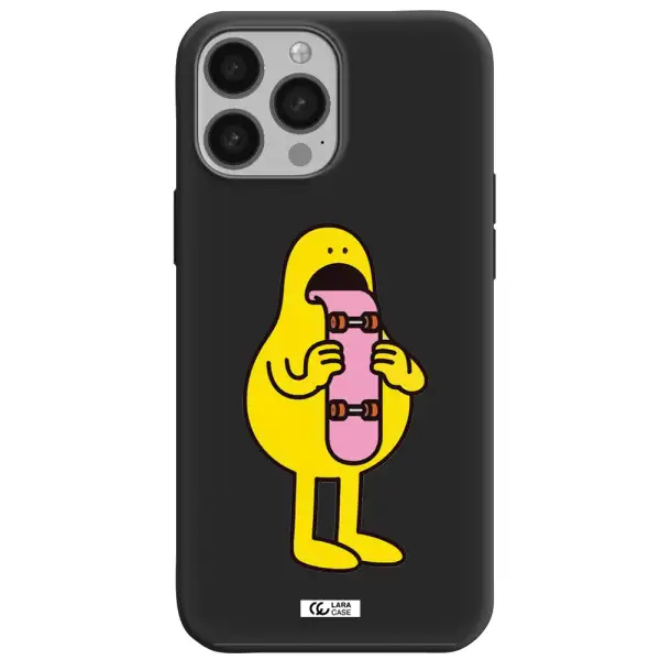 a cartoon character holding a skateboard Apple iPhone 13 Pro Max Silicone black Case