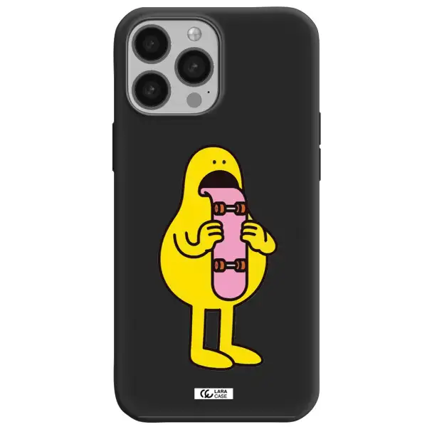 a cartoon character holding a skateboard Apple iPhone 13 Pro Silicone black Case