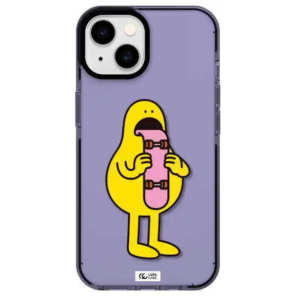 a cartoon character holding a skateboard Apple iPhone 14 impact Lilac Case