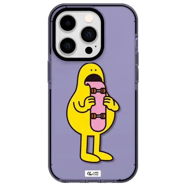 a cartoon character holding a skateboard Apple iPhone 14 pro impact Lilac Case