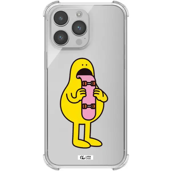 a cartoon character holding a skateboard Apple iPhone 14 pro max Clear PC Case