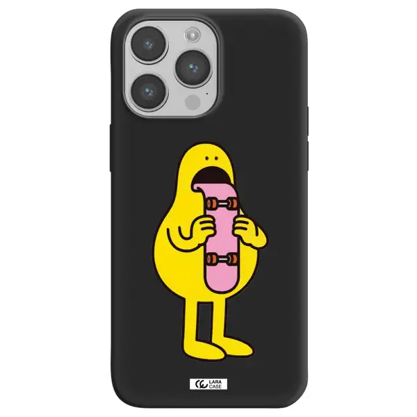 a cartoon character holding a skateboard Apple iPhone 14 pro Silicone black Case