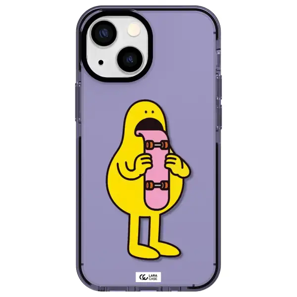 a cartoon character holding a skateboard Apple iPhone 15 impact Lilac Case
