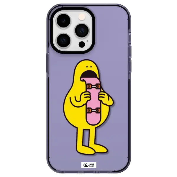 a cartoon character holding a skateboard Apple iPhone 15 Pro impact Lilac Case