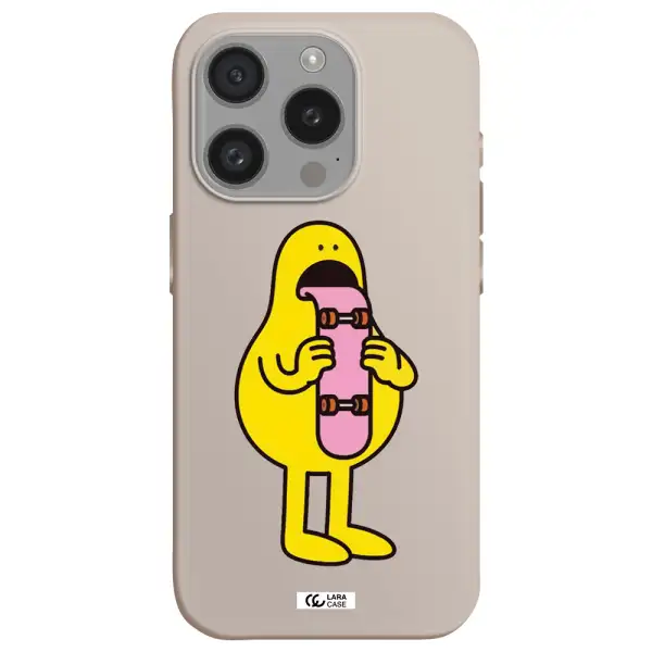 A Cartoon Character Holding A Skateboard Apple Iphone 15 Pro Silicone Stone Case