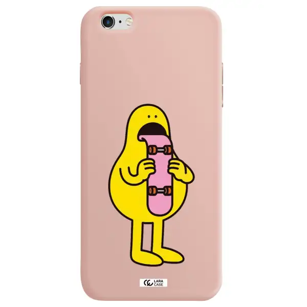 a cartoon character holding a skateboard Apple iPhone 6 s plus Silicone pastel pink Case