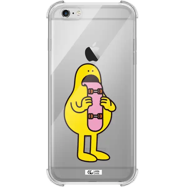 a cartoon character holding a skateboard Apple iPhone 6S Clear PC Case
