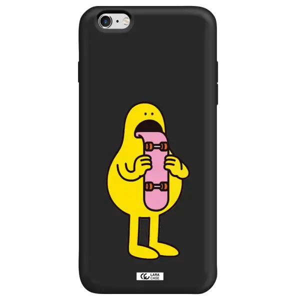 a cartoon character holding a skateboard Apple iPhone 6S Silicone black Case