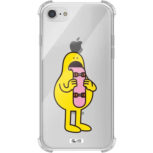 a cartoon character holding a skateboard Apple iPhone 7 Clear PC Case