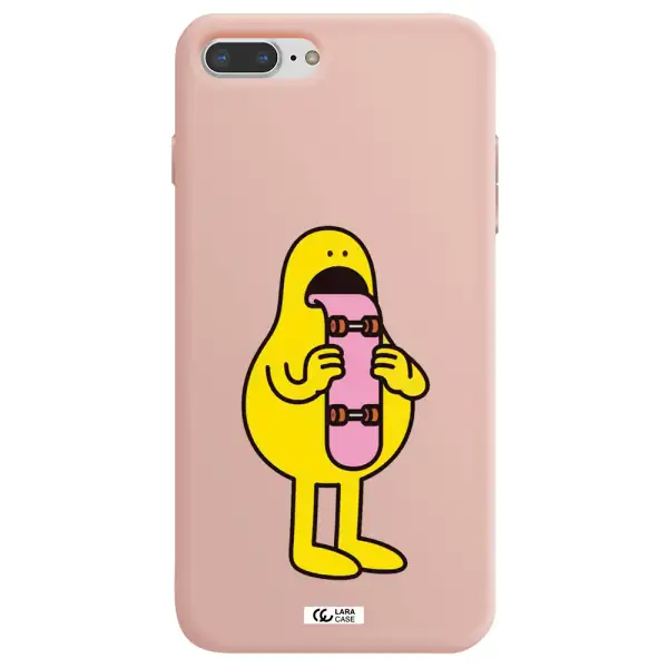 a cartoon character holding a skateboard Apple iPhone 8 plus Silicone pastel pink Case
