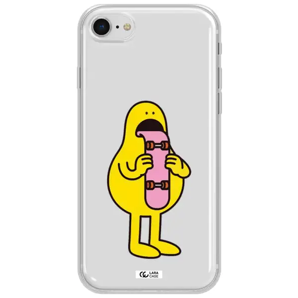 A Cartoon Character Holding A Skateboard Apple Iphone Se 2020 Clear Tpu Case