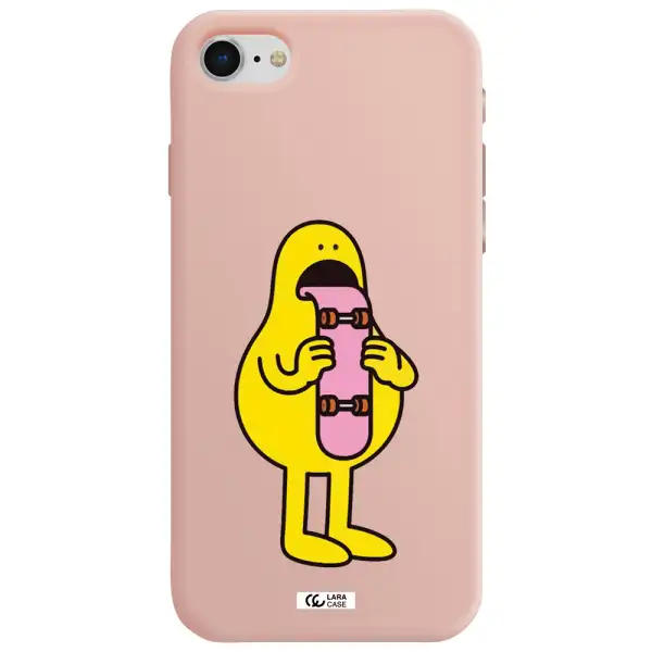 a cartoon character holding a skateboard Apple iPhone se 2020 Silicone pastel pink Case