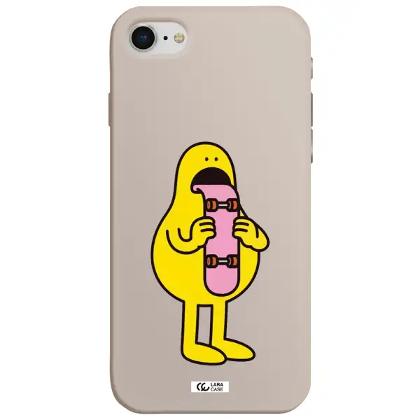 a cartoon character holding a skateboard Apple iPhone se 2020 Silicone Stone Case