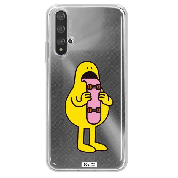 a cartoon character holding a skateboard Huawei Nova 5t Clear TPU Case