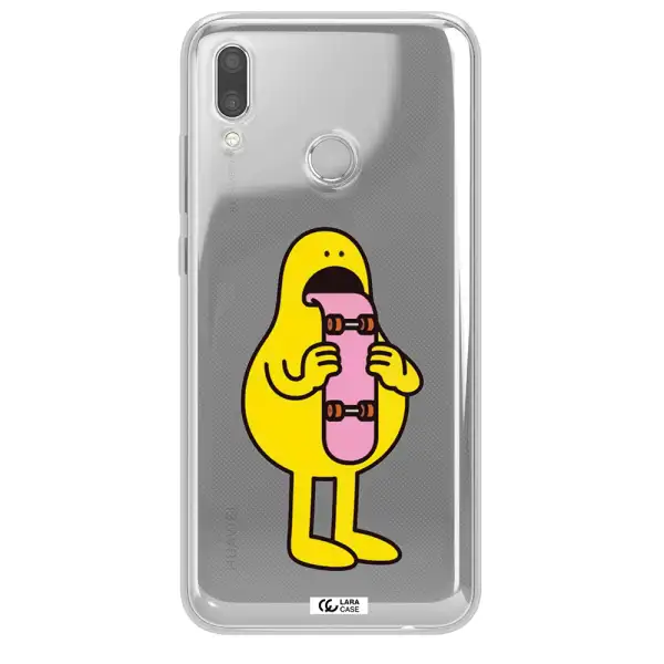 a cartoon character holding a skateboard Huawei P Smart 2019 Clear TPU Case