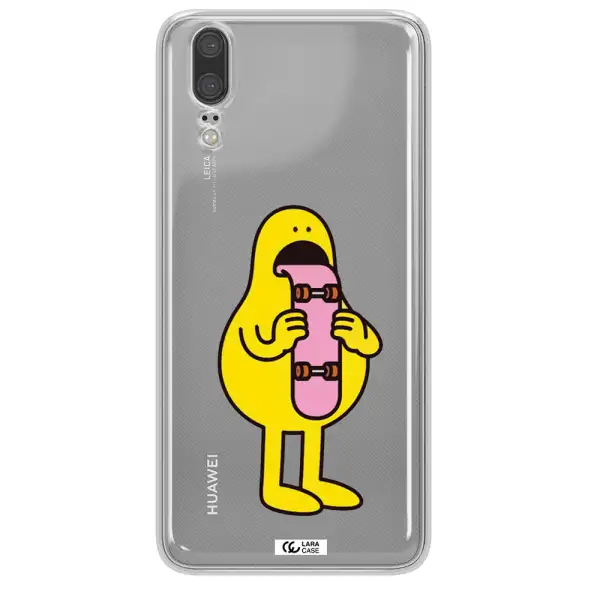 a cartoon character holding a skateboard Huawei P20 Clear TPU Case
