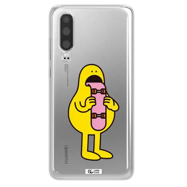 a cartoon character holding a skateboard Huawei P30 Clear TPU Case