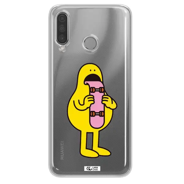 a cartoon character holding a skateboard Huawei P30 Lite Clear TPU Case