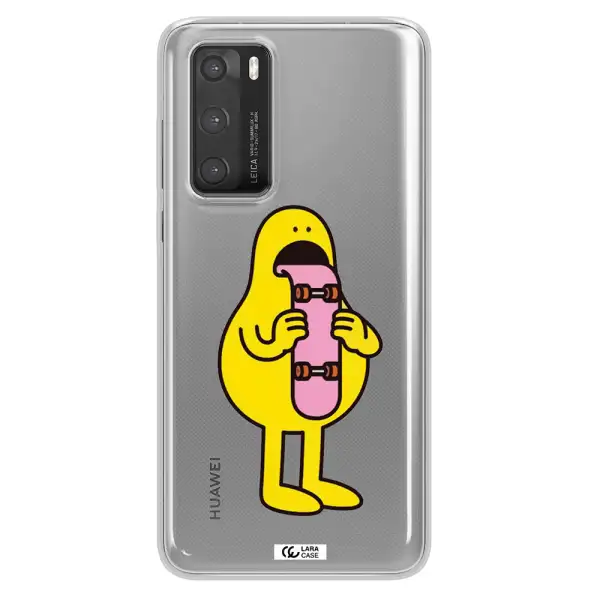 a cartoon character holding a skateboard Huawei P40 Clear TPU Case