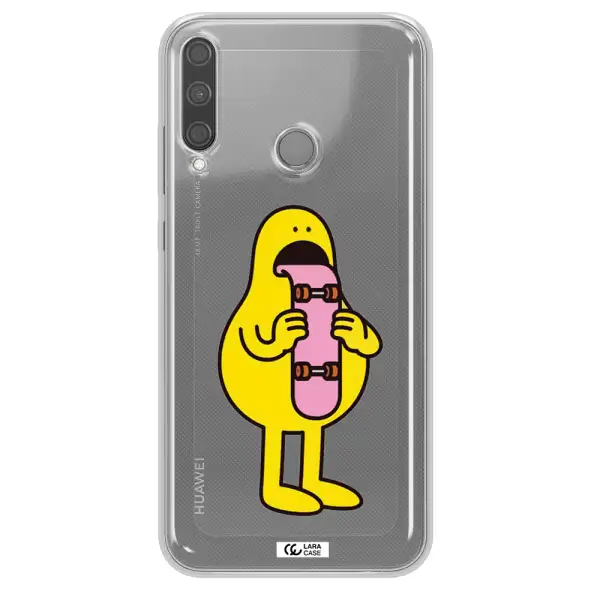 a cartoon character holding a skateboard Huawei P40 Lite E Clear TPU Case