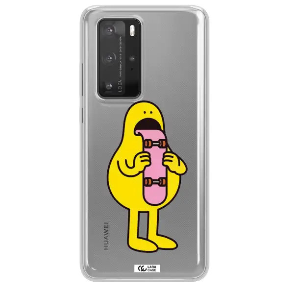 a cartoon character holding a skateboard Huawei P40 Pro Clear TPU Case