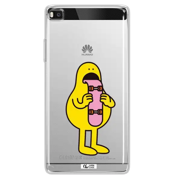 a cartoon character holding a skateboard Huawei P8 Clear TPU Case