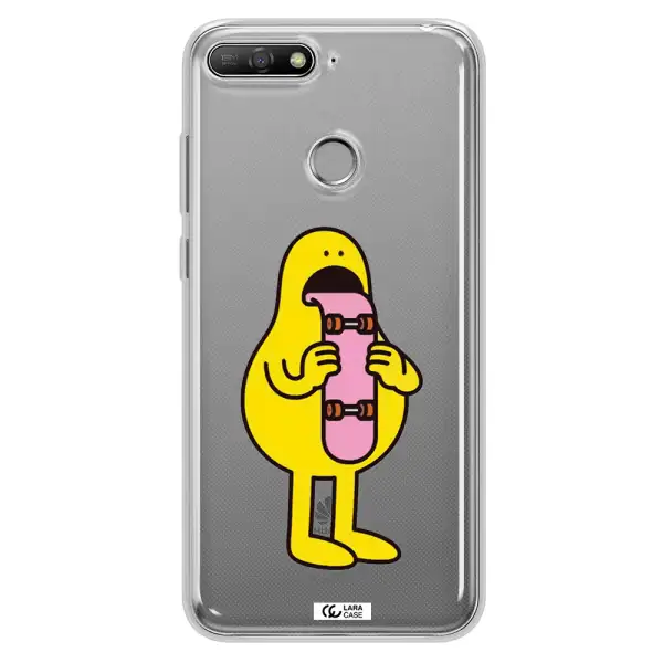 a cartoon character holding a skateboard Huawei Y6 Prime 2018 Clear TPU Case