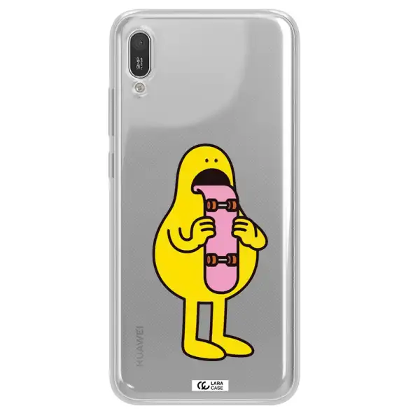 a cartoon character holding a skateboard Huawei Y6 Pro 2019 Clear TPU Case