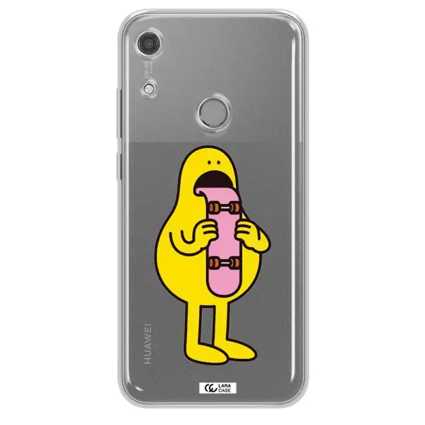 a cartoon character holding a skateboard Huawei Y6S Clear TPU Case