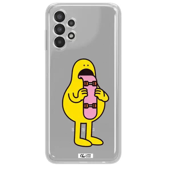 a cartoon character holding a skateboard Samsung A13 Clear TPU Case